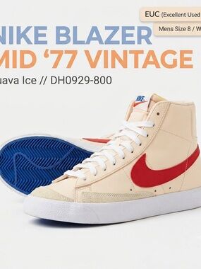 Nike Blazer Mid 77 Vintage Guava Ice Red Blue Mens Size 8 Womens 9.5 DH0929-800⁠
